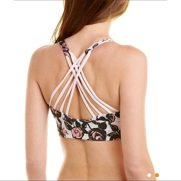 NWT WILDFOX Sweat Chris Abstract Roses Strappy Sports Bra Top - Picture 4 of 7